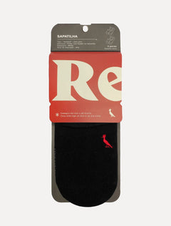 Meia Reserva Masculina Invisível Pica-Pau Bordado Preta Kit 2 Pares