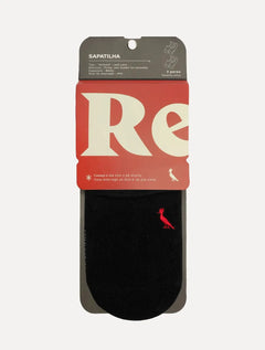 Meia Reserva Masculina Invisível Pica-Pau Bordado Preta Kit 2 Pares