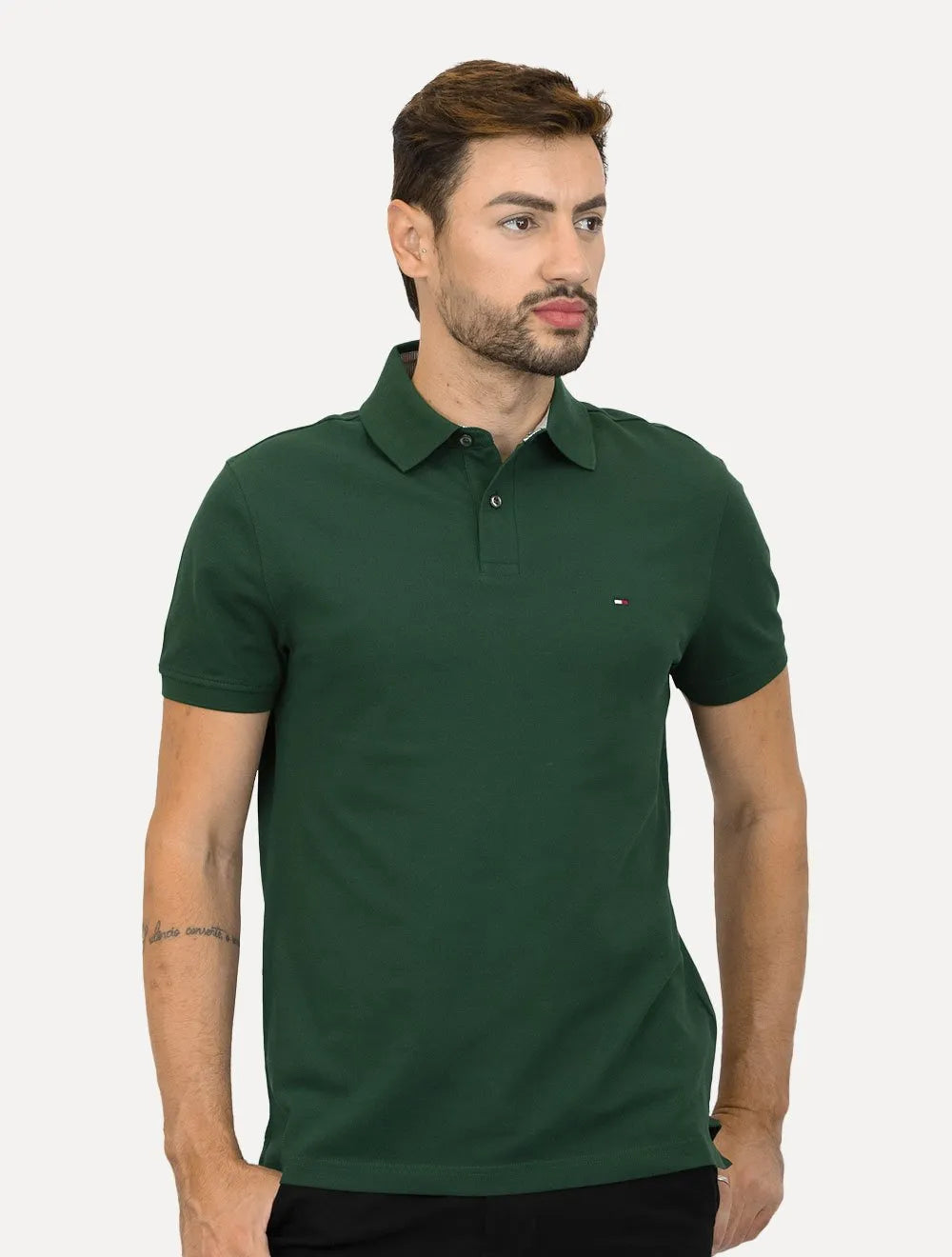 Polo Tommy Hilfiger Masculina Regular Piquet 1985 Verde Escuro