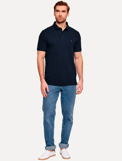 Polo Tommy Hilfiger Masculina Regular Piquet 1985 Azul Escuro