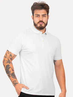 Polo Dudalina Masculina Slim Malha Branca