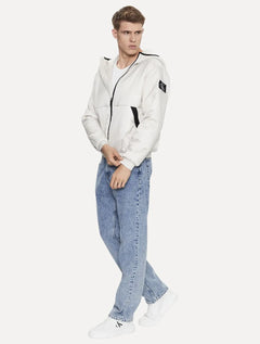 Jaqueta Calvin Klein Jeans Hooded Bomber Lateral Logo Off-White