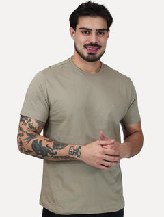 Camiseta Aramis Masculina Basic Lisa Mono Icon Cáqui Médio