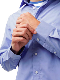 Camisa Ellus Masculina Tricoline LY Slim Italian Azul