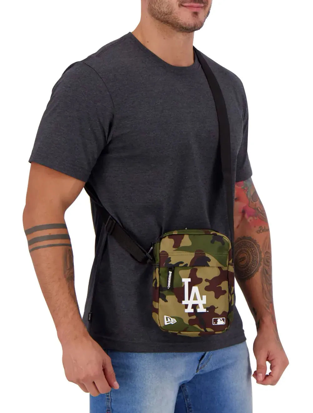Bolsa New Era Shoulder MLB Los Angeles Dodgers Camo Verde Militar