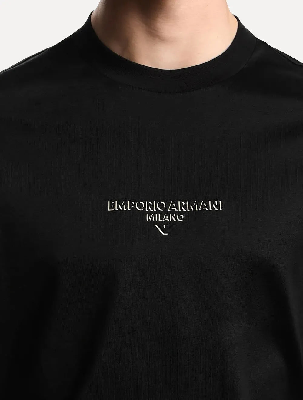 Camiseta Empório Armani Masculina Jersey Logo Chest Preta