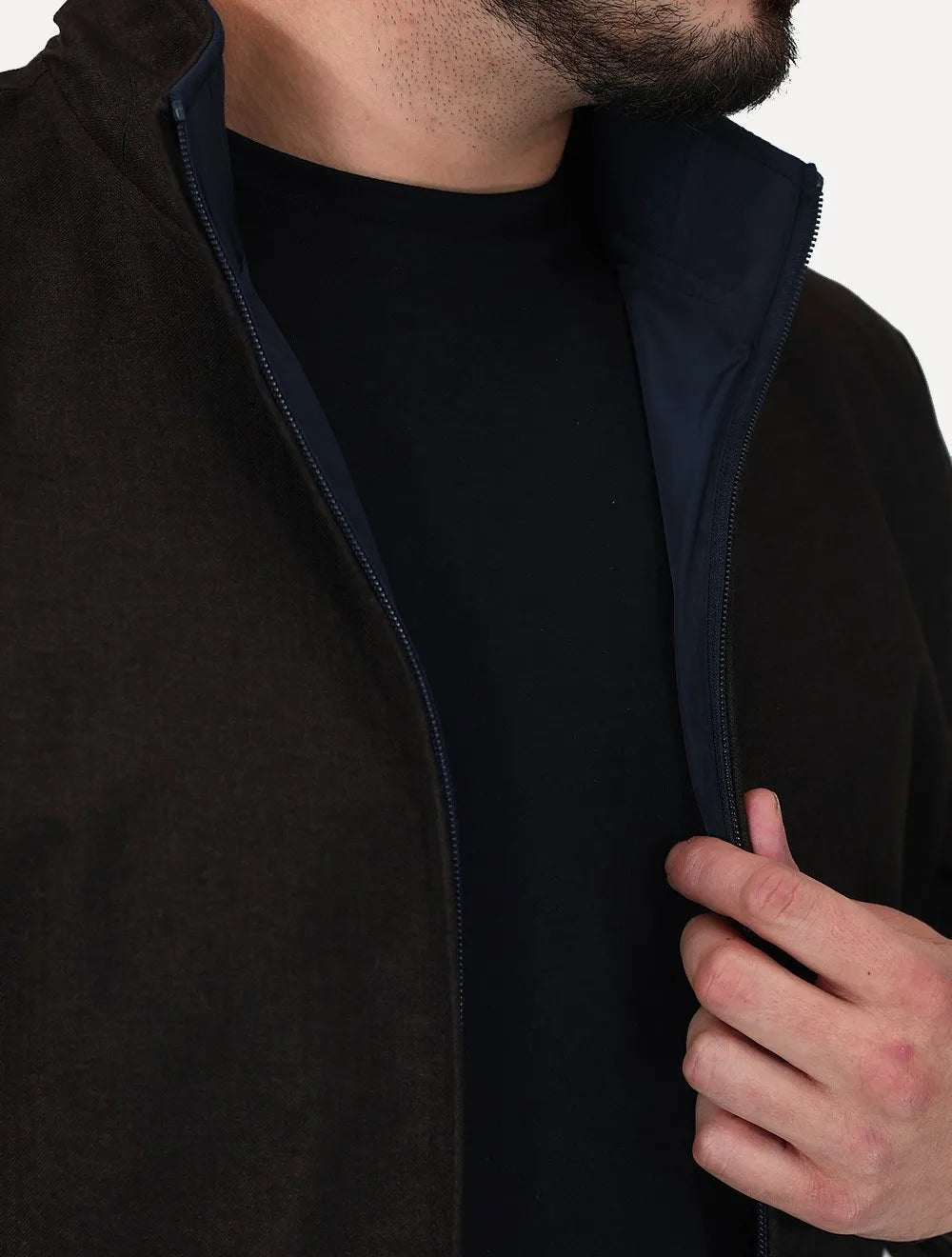Jaqueta Aramis Masculina Bomber Dupla Marinho/Café
