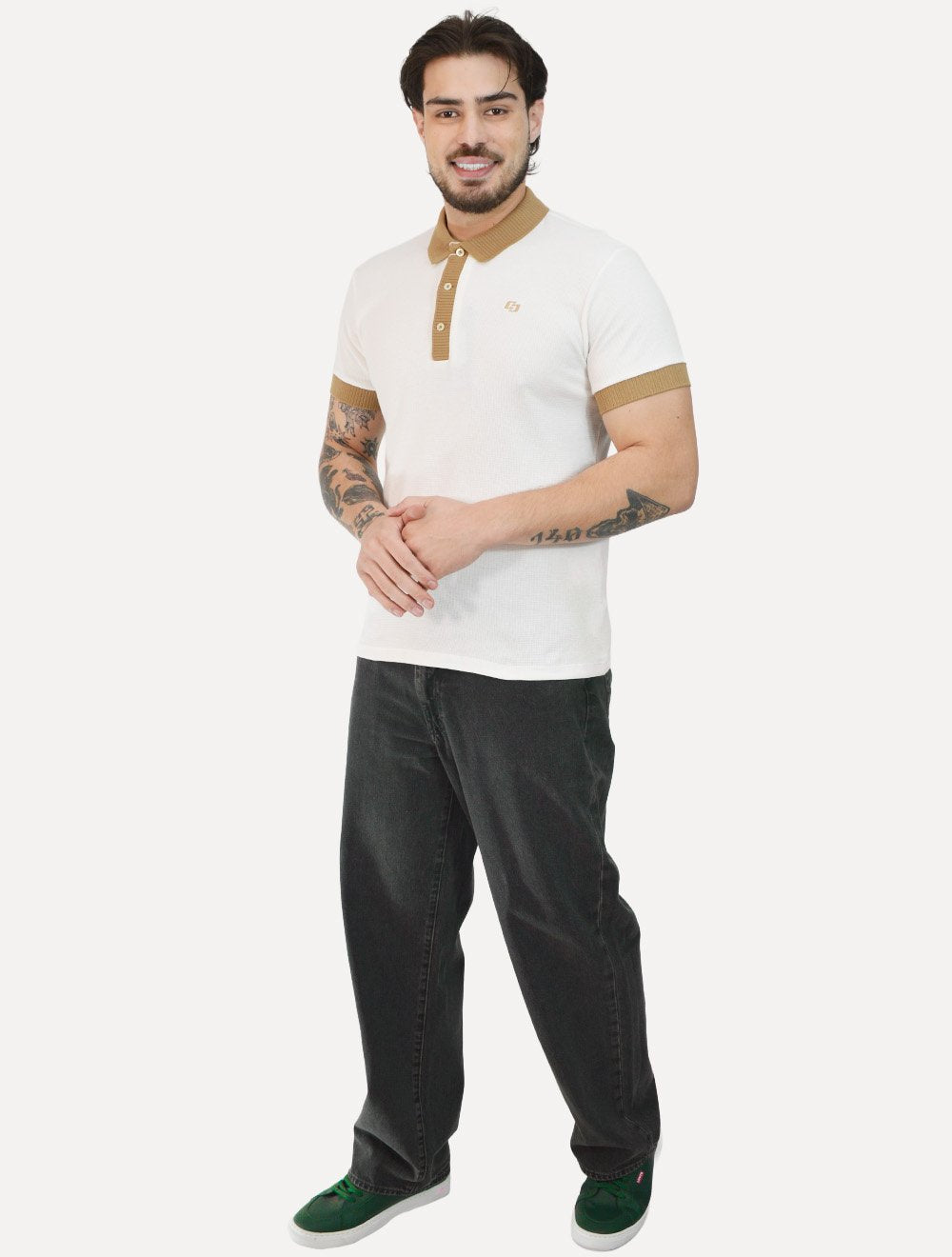 Polo Colcci Masculina Piquet Regular Texturizada Off White