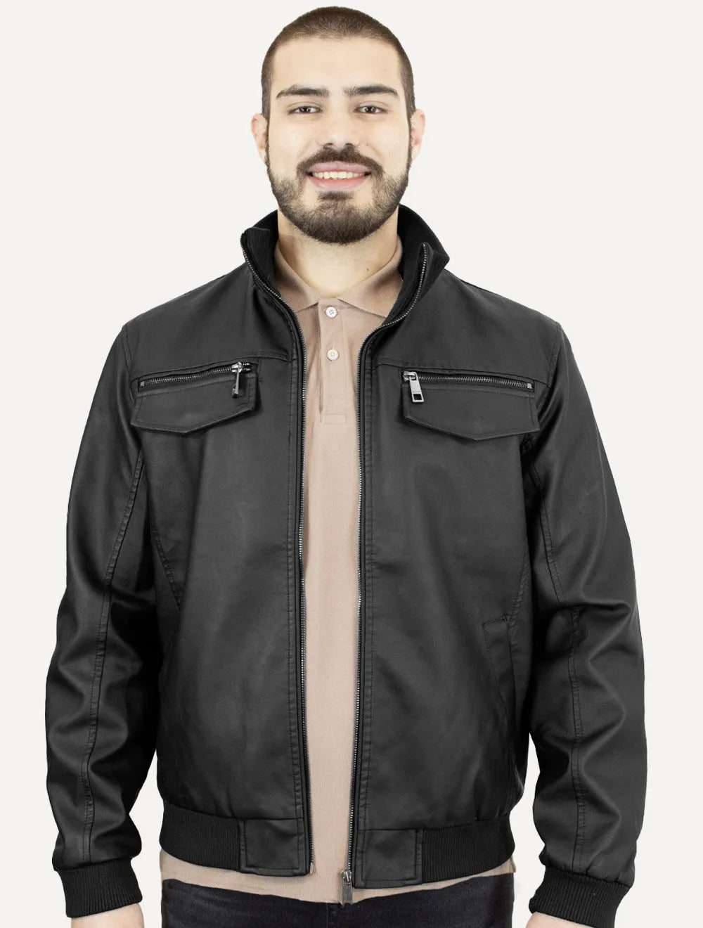 Jaqueta Ellus Masculina Vegan Leather Bomber Zip Preta