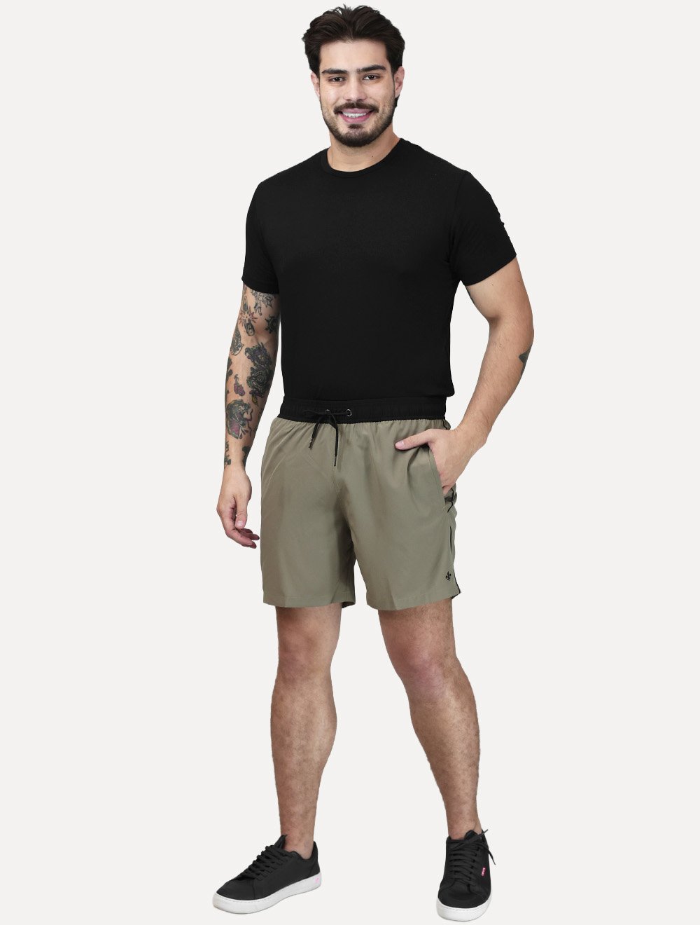 Short John John Masculino Relax Classico Cáqui Médio
