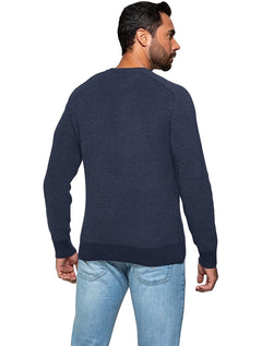 Blusa Guess Tricot Pullover Estonado Logo Azul Marinho