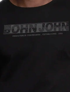 Camiseta John John Masculina Regular Fit Font Stripe Preto