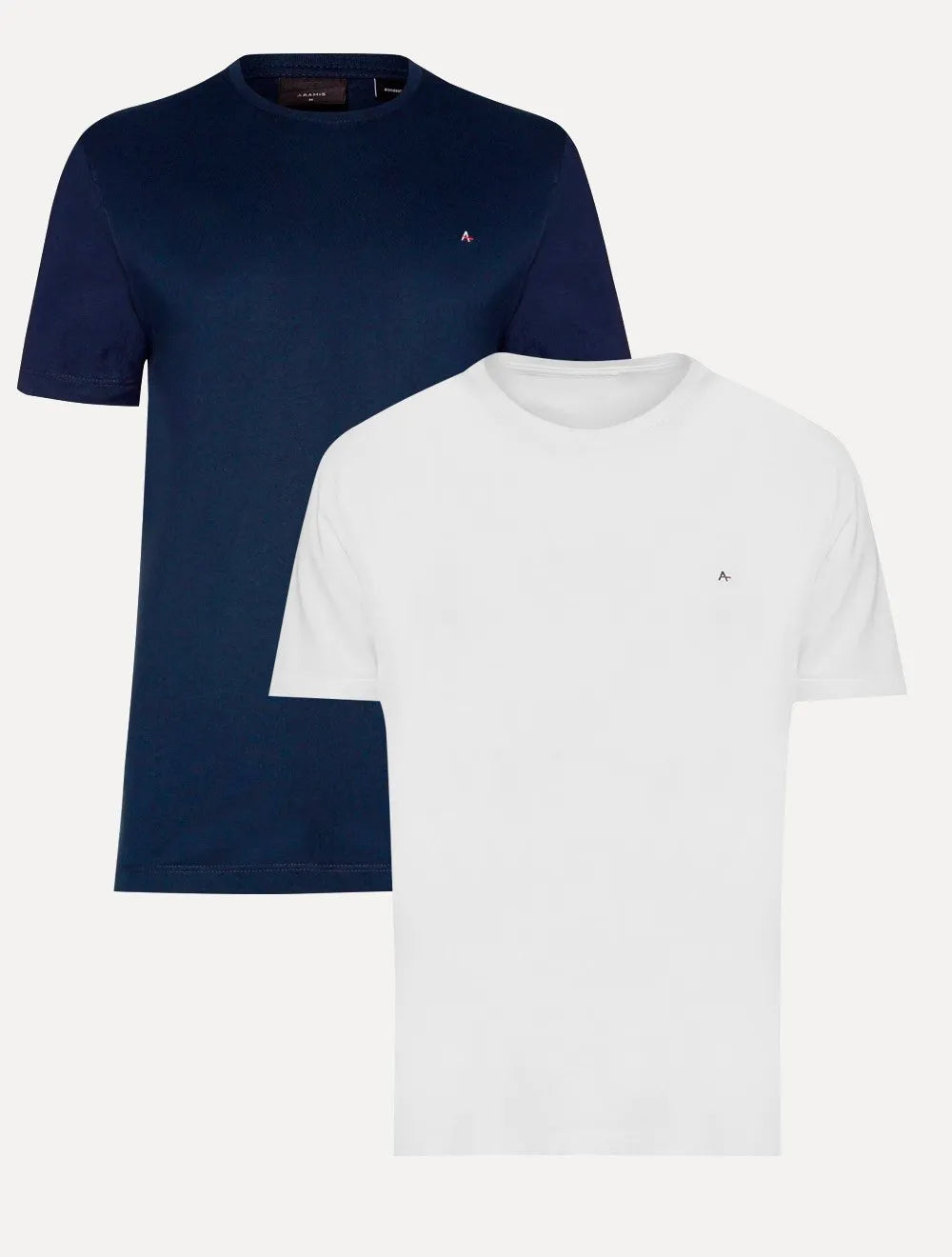 Kit Camisetas Aramis | Masculina Basic Lisa Branca/Azul Marinho