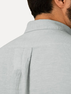 Camisa Ralph Lauren Masculina Manga Curta Custom Linho Grey Logo Cinza Mescla