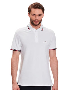 Polo Tommy Hilfiger Masculina Slim Piquet 1985 Tipped Slim Branca
