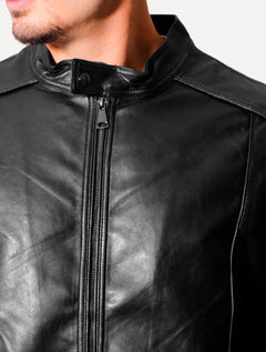 Jaqueta Victory Eagle Masculina PU Leather Recortes Preta