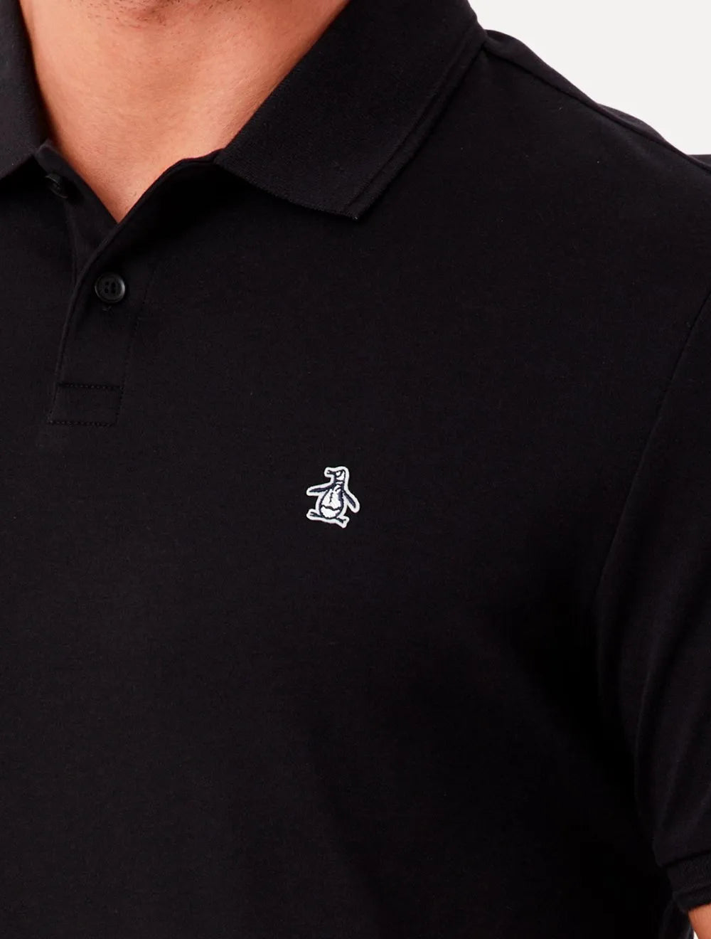 Polo Original Penguin Masculina Piquet Lisa Patch Preta