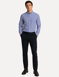Camisa Tommy Hilfiger Masculina Oxford Regular Gingham Branca/Azul Marinho