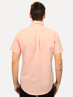 Camisa Ralph Lauren Masculina Manga Curta Oxford Navy Logo Salmão Mescla