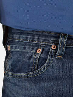 Calça Levis Jeans Masculina Slim 501 Original Greenish Azul Médio