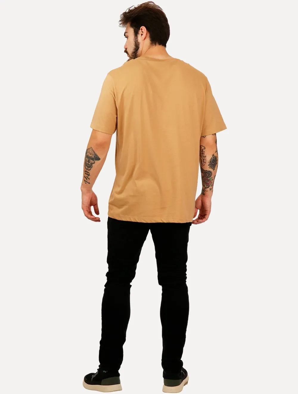 Camiseta Individual Masculina Slim Light Logo Marrom Claro