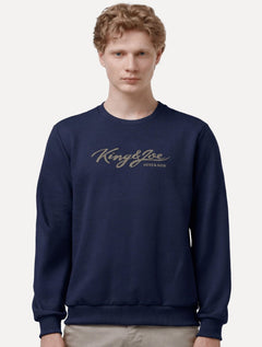Blusão King & Joe Masculino Moletom Crewneck Signature Azul Marinho