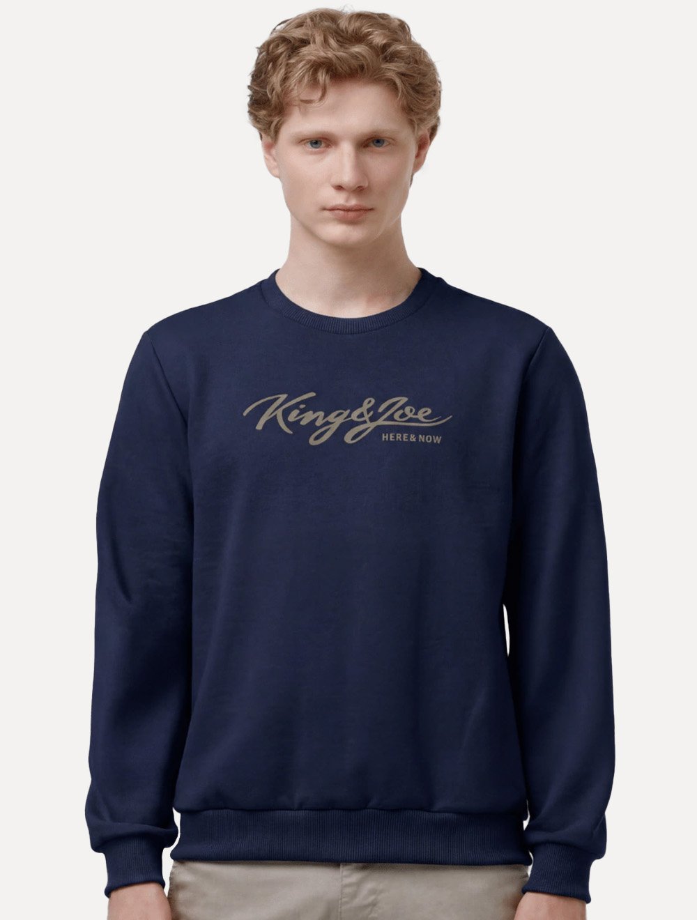 Blusão King & Joe Masculino Moletom Crewneck Signature Azul Marinho