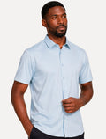 Camisa Aramis Masculina Manga Curta Slim Cetim Hudson Azul Clara