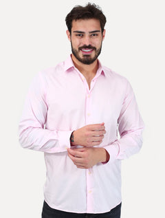 Camisa Dudalina Masculina Slim Superfine Cotton Tricoline Lisa Stretch Rosa Claro