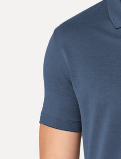 Polo Dudalina Masculina Malha Gola Friso Binada Azul Escuro