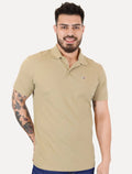 Polo Tommy Hilfiger Masculina Piquet Regular Placket Marrom Claro