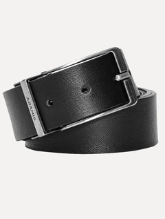 Cinto Aramis Masculino Dupla Face Couro Saffiano Sun Café / Preto