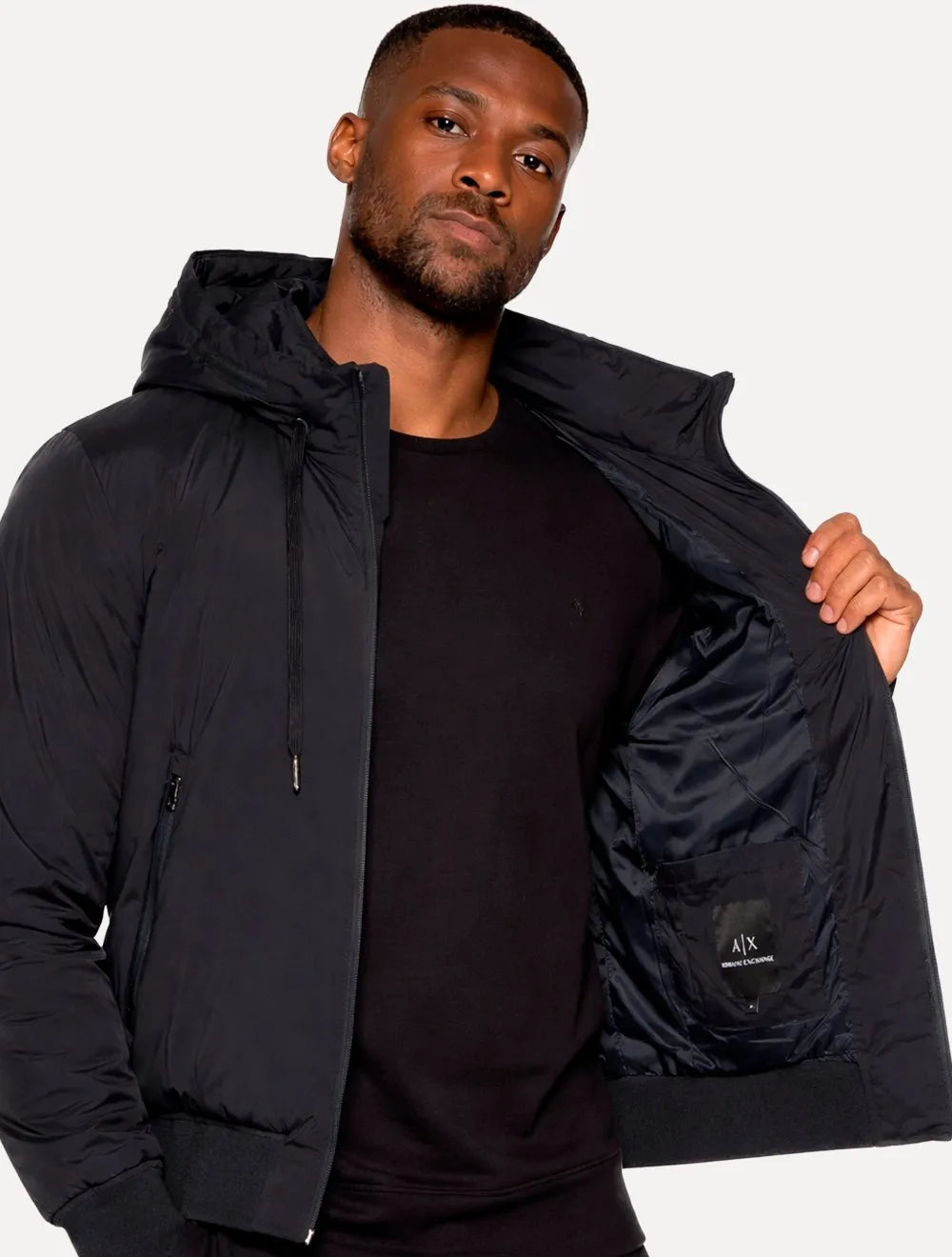 Jaqueta Armani Exchange Masculina Nylon Elástico Azul Marinho