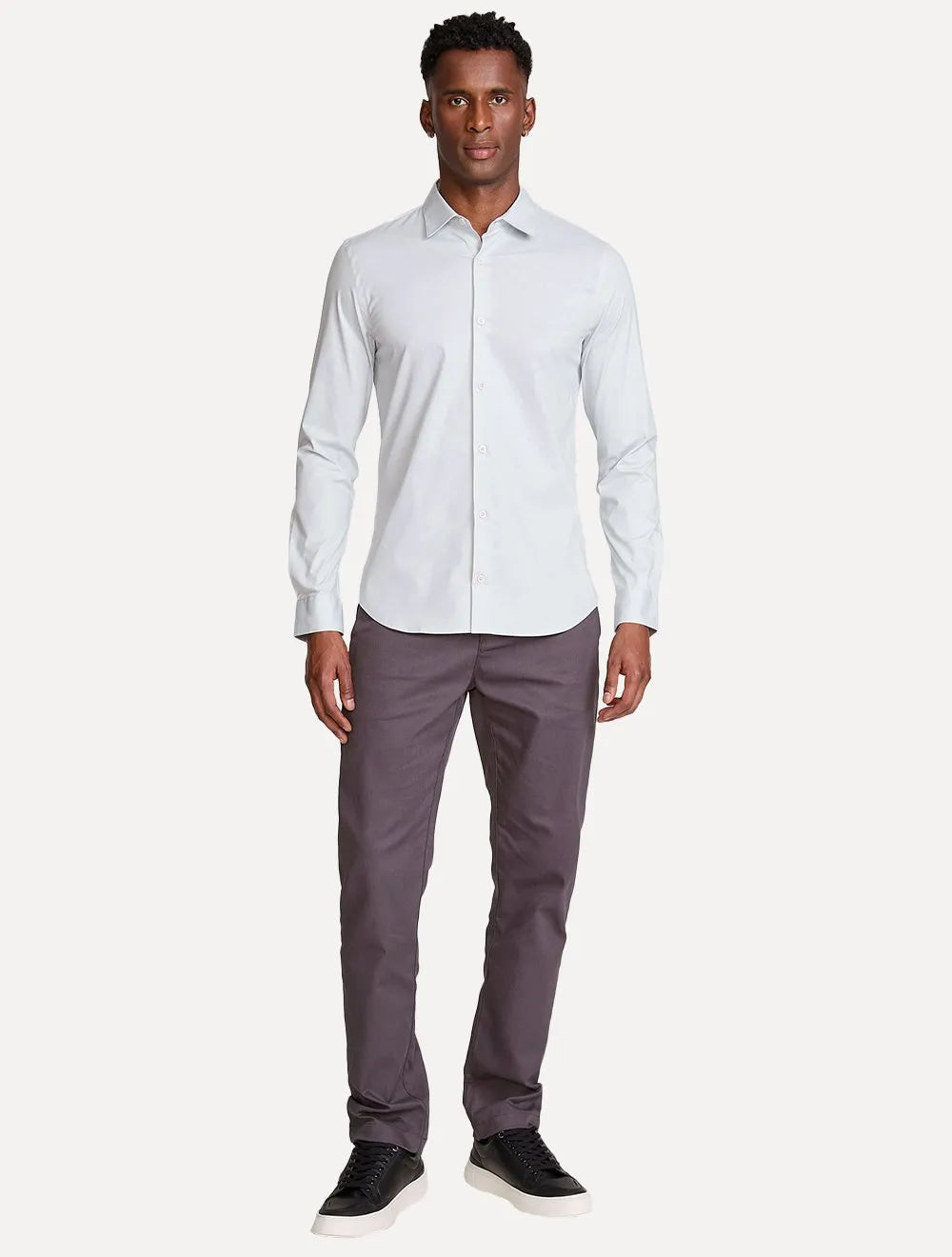 Camisa John John Masculina Slim Logo Ligth Grey Cinza Claro