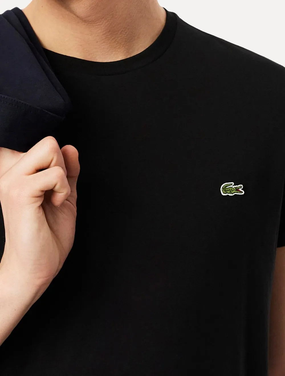 Kit Camiseta e Polo Lacoste | Jersey Cotton e Classic Piquet Navy Stripes Preta/Branca