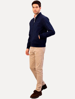 Jaqueta Calvin Klein Masculina Bomber Logo Full Zip Azul Marinho