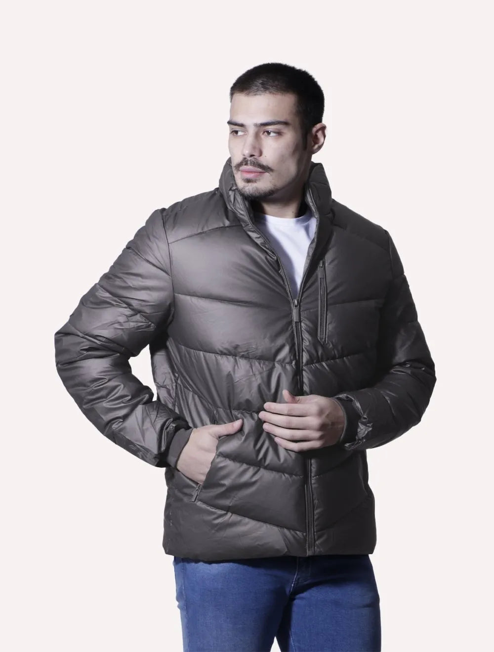 Jaqueta Victory Eagle Masculina Metallic Zip Chumbo