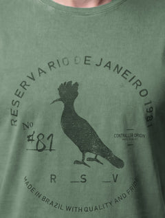 Camiseta Reserva Masculina Carimbo Gaze Stoned Verde Escuro