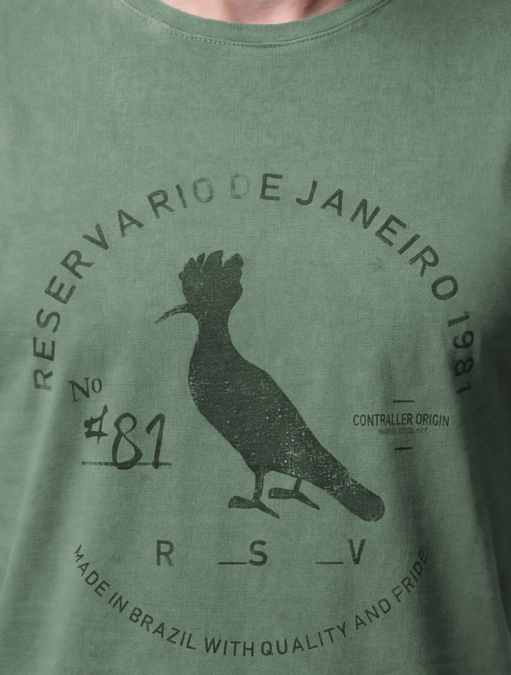 Camiseta Reserva Masculina Carimbo Gaze Stoned Verde Escuro