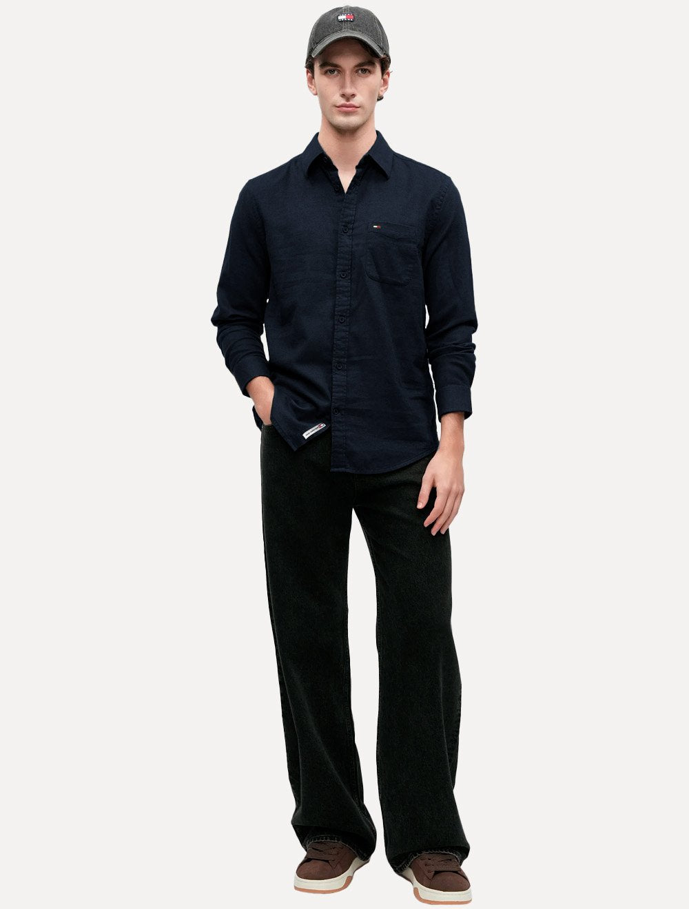 Camisa Tommy Jeans Masculina Regular Flannel Pocket Azul Marinho