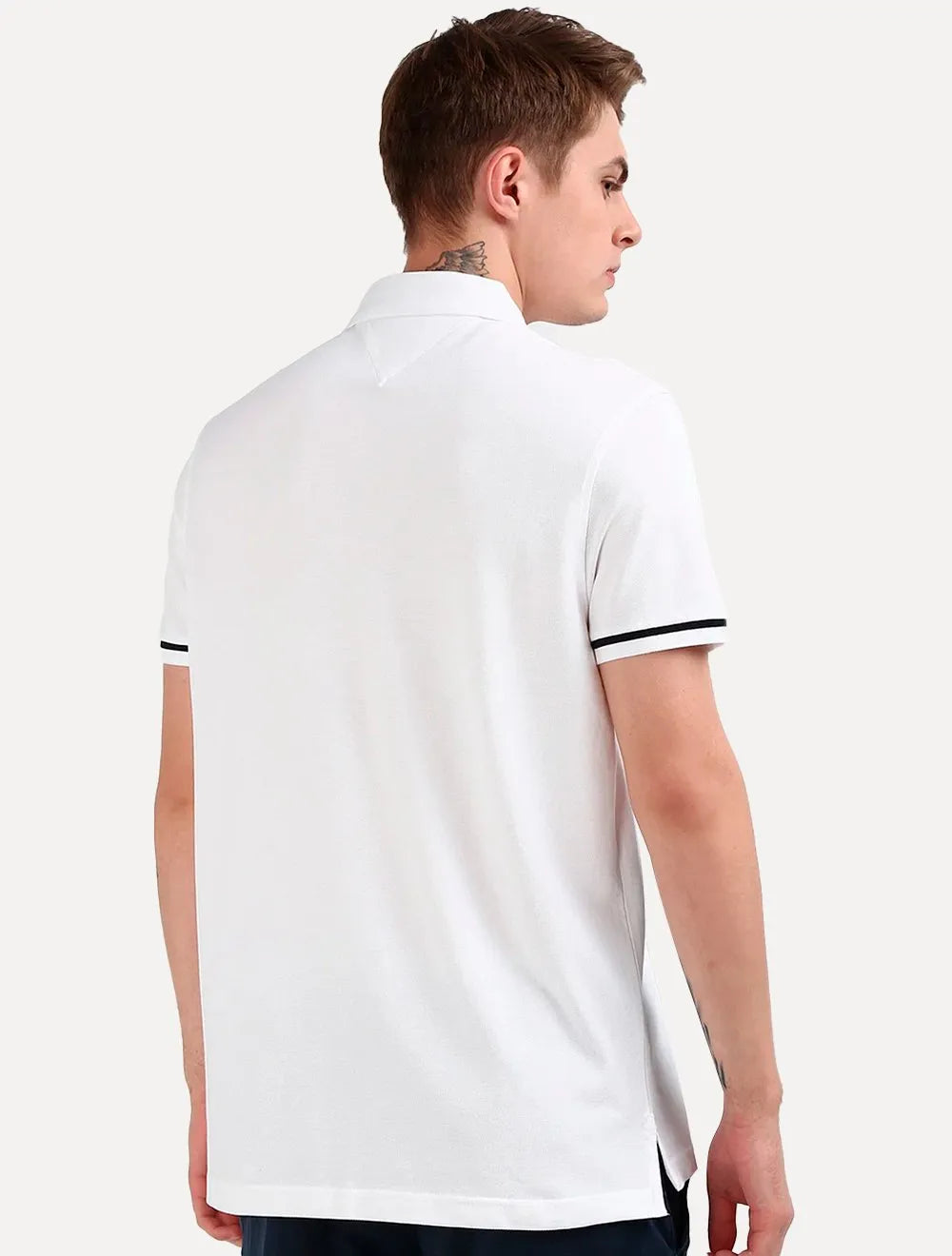 Polo Tommy Hilfiger Masculina Regular Piquet Under Placket Detail Branca