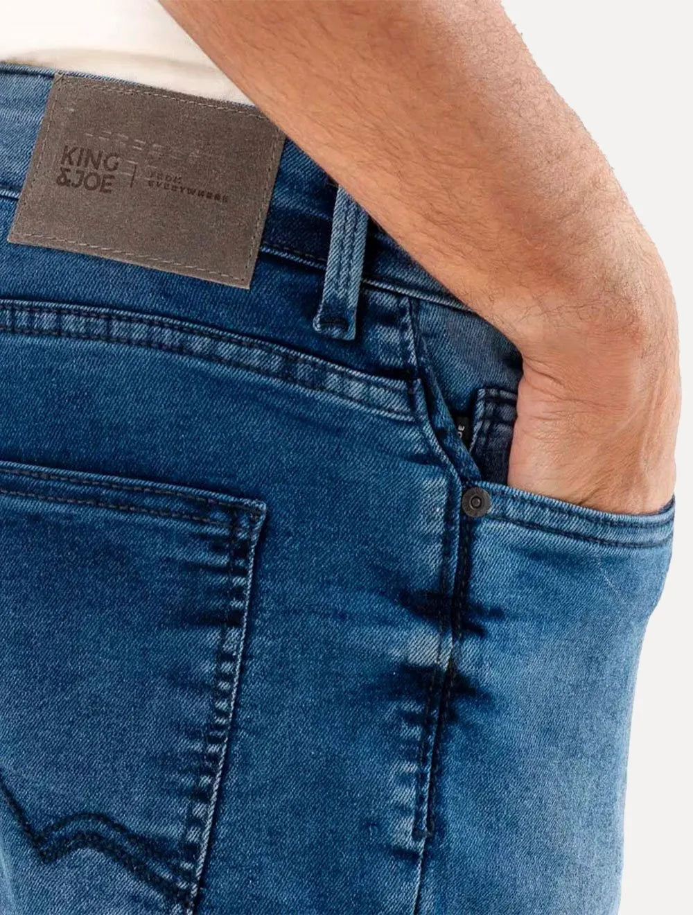 Bermuda King & Joe Jeans Masculina Slim Blue Black Azul Médio