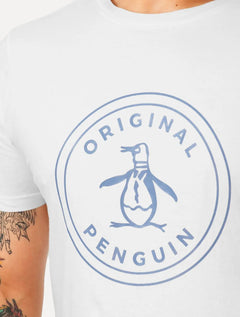 Camiseta Original Penguin Masculina Blue Circle Logo Branca