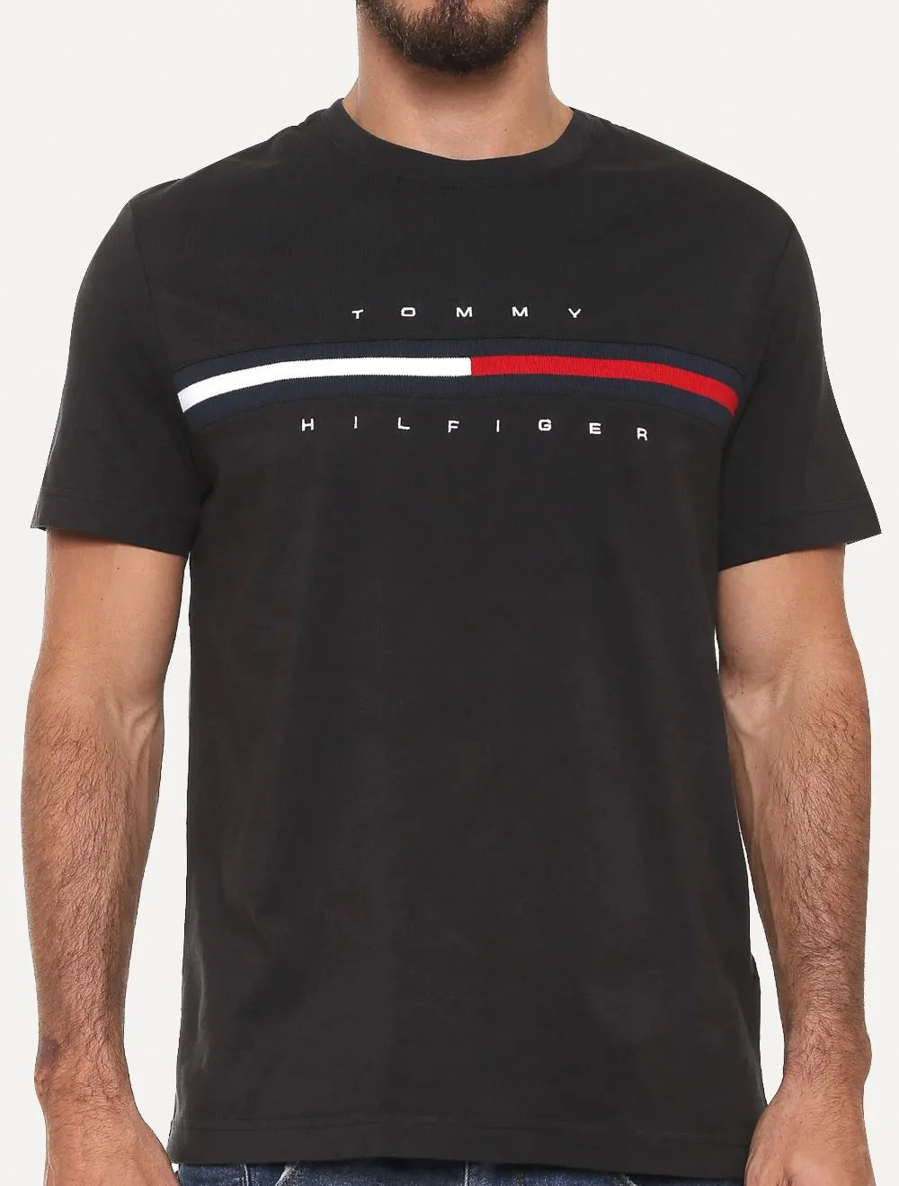 Camiseta Tommy Hilfiger Masculina Essential Flag Sash Preta