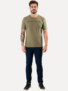 Camiseta Guess Masculina Est 1981 Relevo Verde Oliva