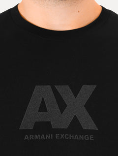 Camiseta Armani Exchange Masculina Regular AX Frontal Dark Grey Logo Preta