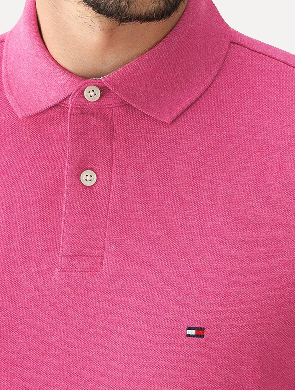Polo Tommy Hilfiger Masculina Regular Piquet 1985 Rosa