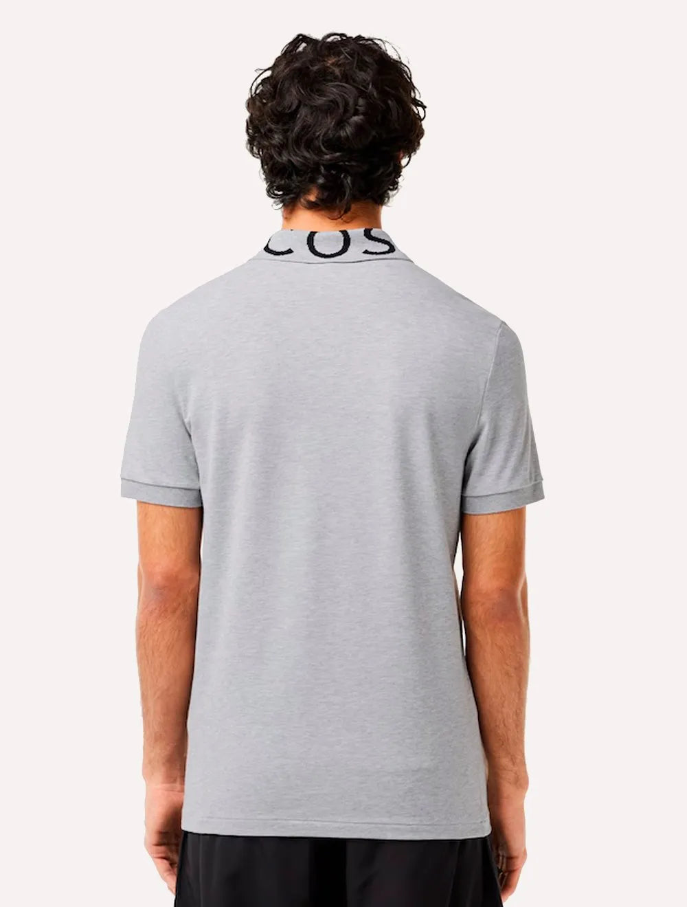 Polo Lacoste Masculina Regular Jacquard Movement Cinza Mescla
