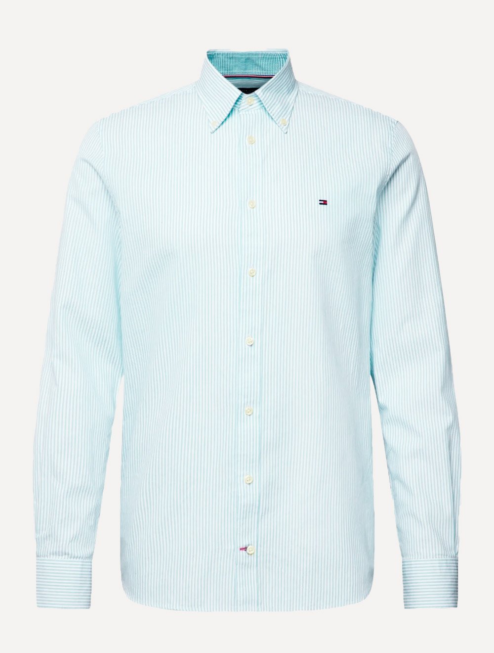 Camisa Tommy Hilfiger Masculina Regular Striped Poplin Azul Claro