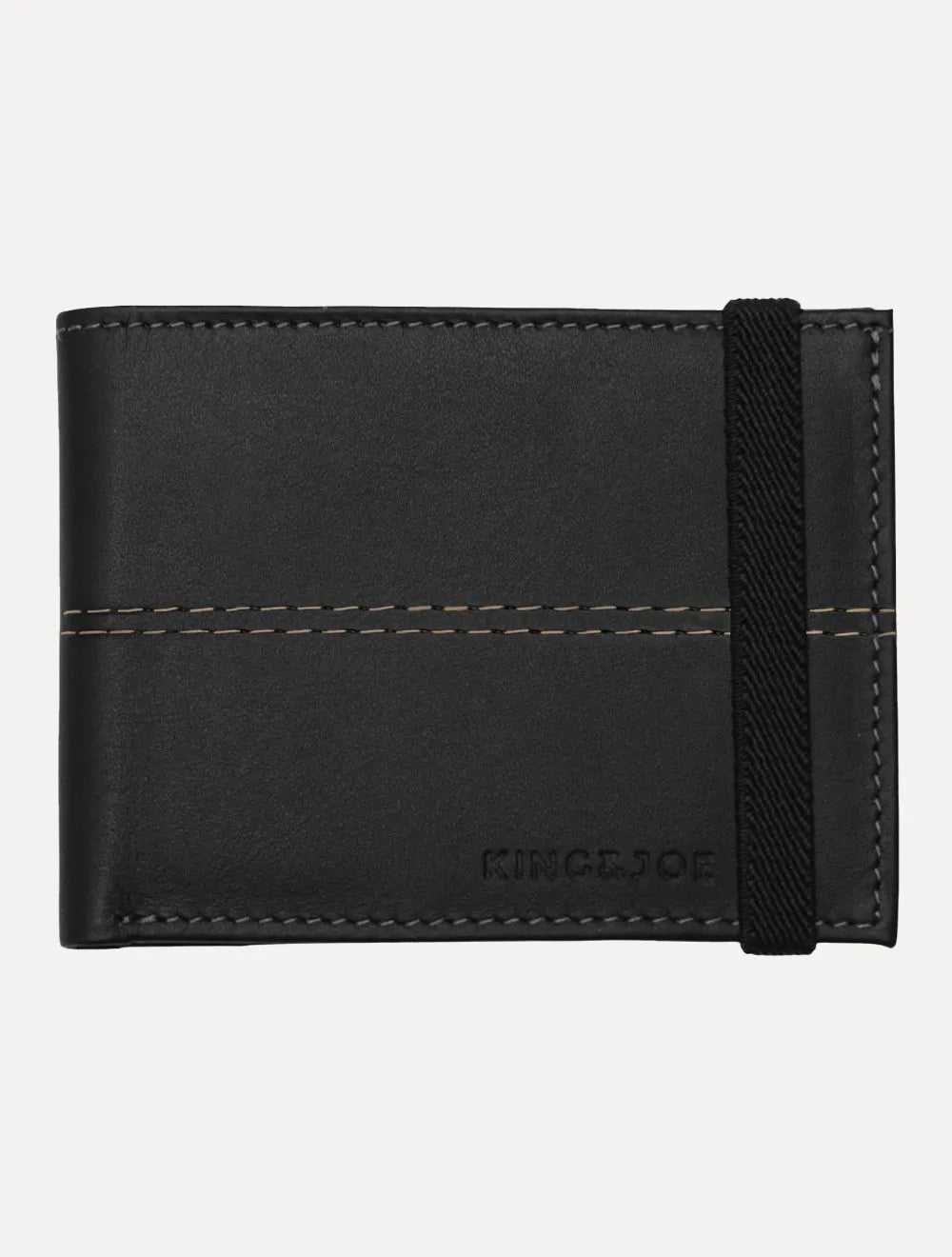 Carteira King & Joe Masculina Couro Elástico Pesponto Preto